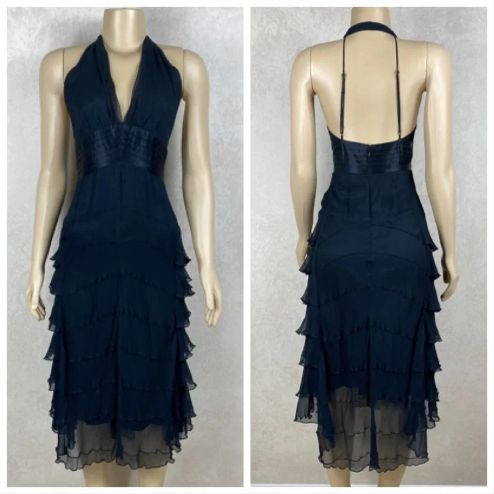 MaxAzria Collection Silk Ruffle Evening Dress - Picture 2 of 6
